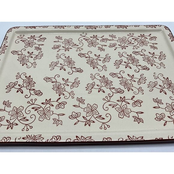 Temp-Tations Cranberry Floral Lace Serving Tray 14 x 9.5 Serveware Cottagecore - Picture 9 of 16